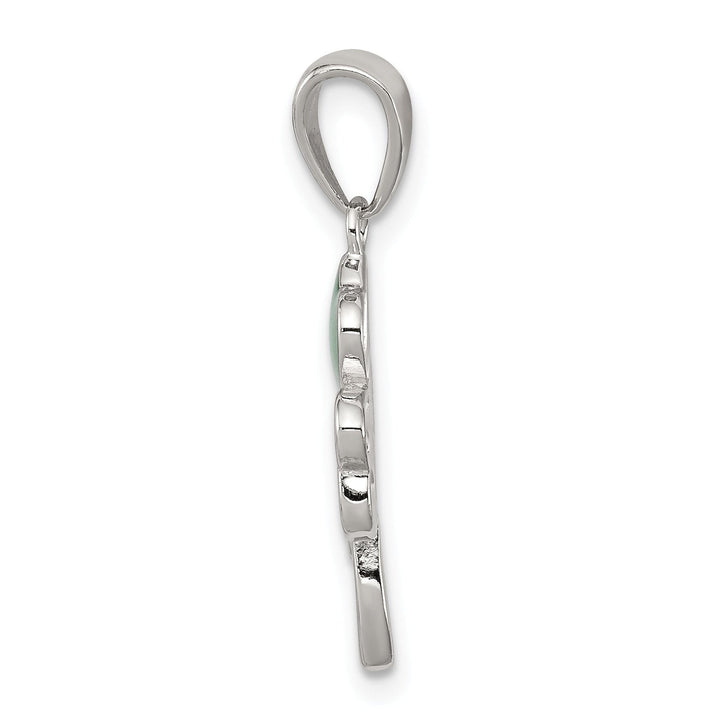 Silver Green Enameled Four Leaf Clover Charm