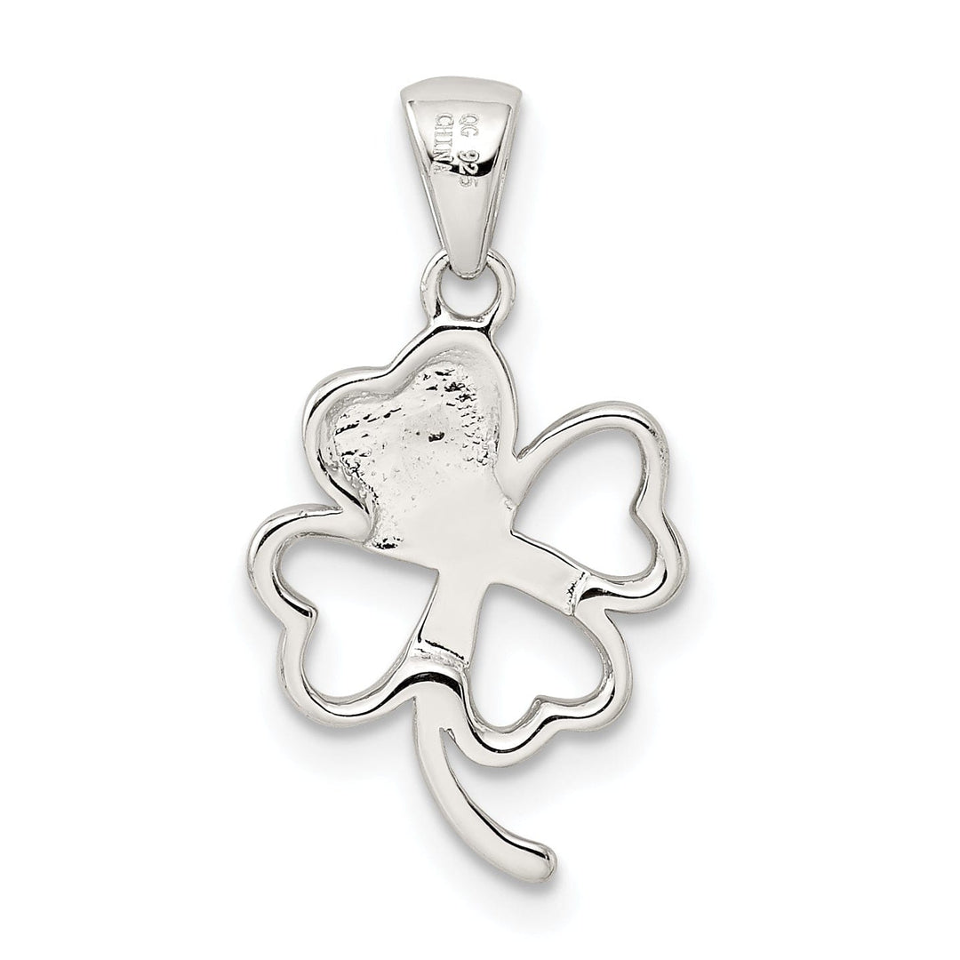 Silver Green Enameled Four Leaf Clover Charm