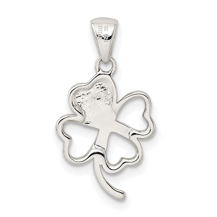 Silver Green Enameled Four Leaf Clover Charm