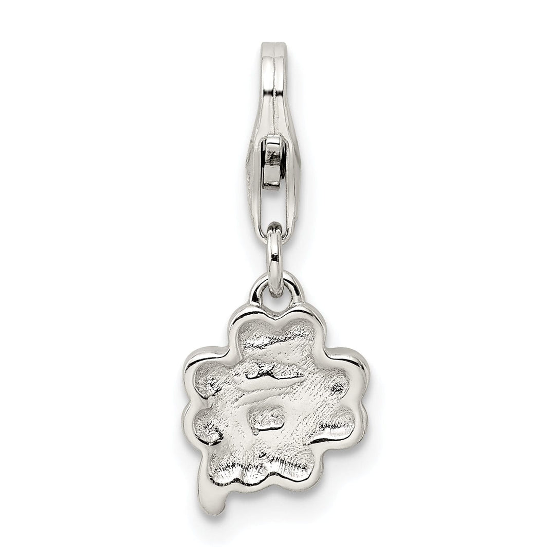 Silver Green Enameled Four Leaf Clover Charm