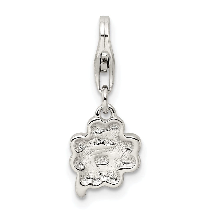 Silver Green Enameled Four Leaf Clover Charm