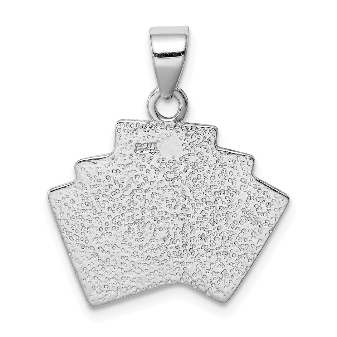 Silver Polished Finish Enamel Royal Flush Charm