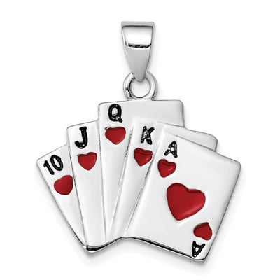 Silver Polished Finish Enamel Royal Flush Charm at $ 28.16 only from Jewelryshopping.com