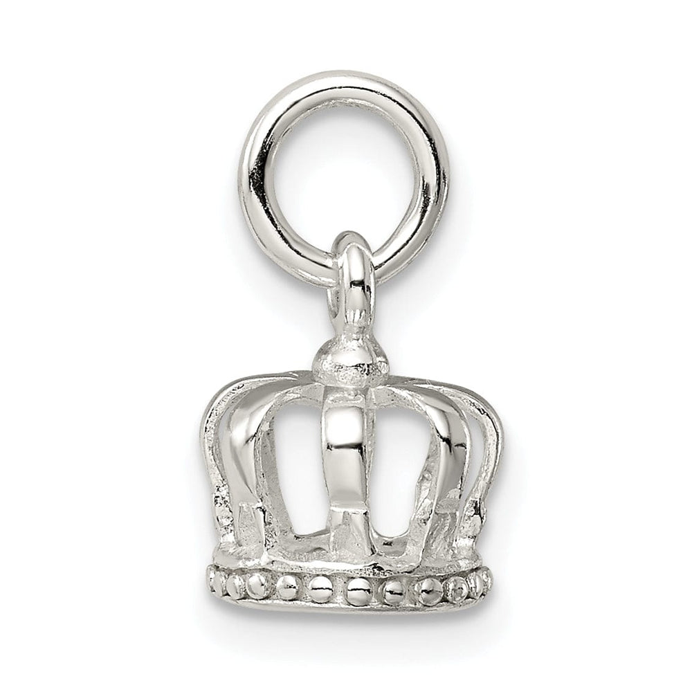 Sterling Silver Polished Finish 3-D Crown Charm