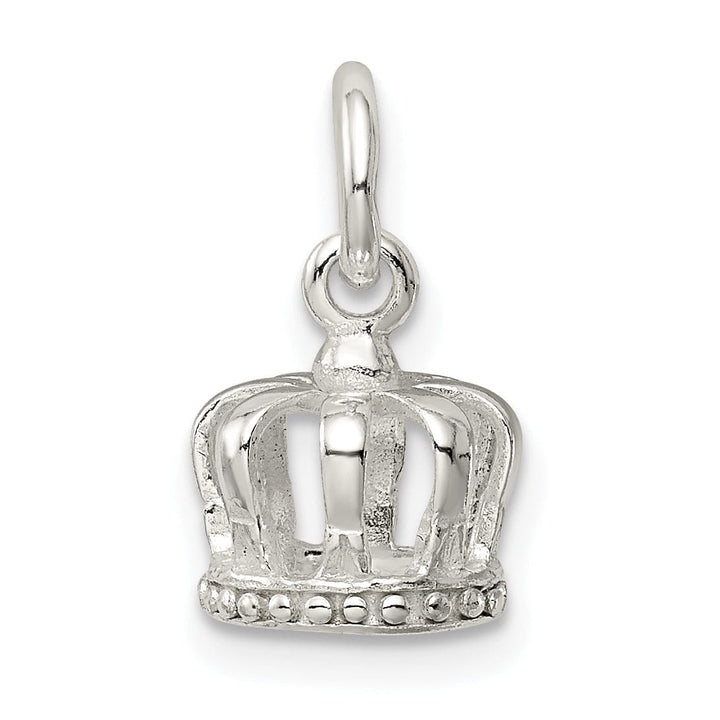 Sterling Silver Polished Finish 3-D Crown Charm