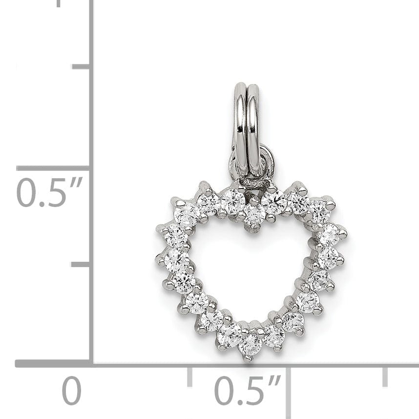 Sterling Silver Polished C.Z Open Heart Charm