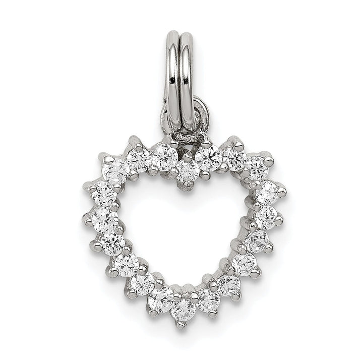 Sterling Silver Polished C.Z Open Heart Charm