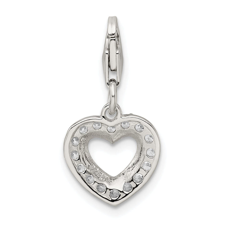 Sterling Silver Polished C.Z Open Heart Charm