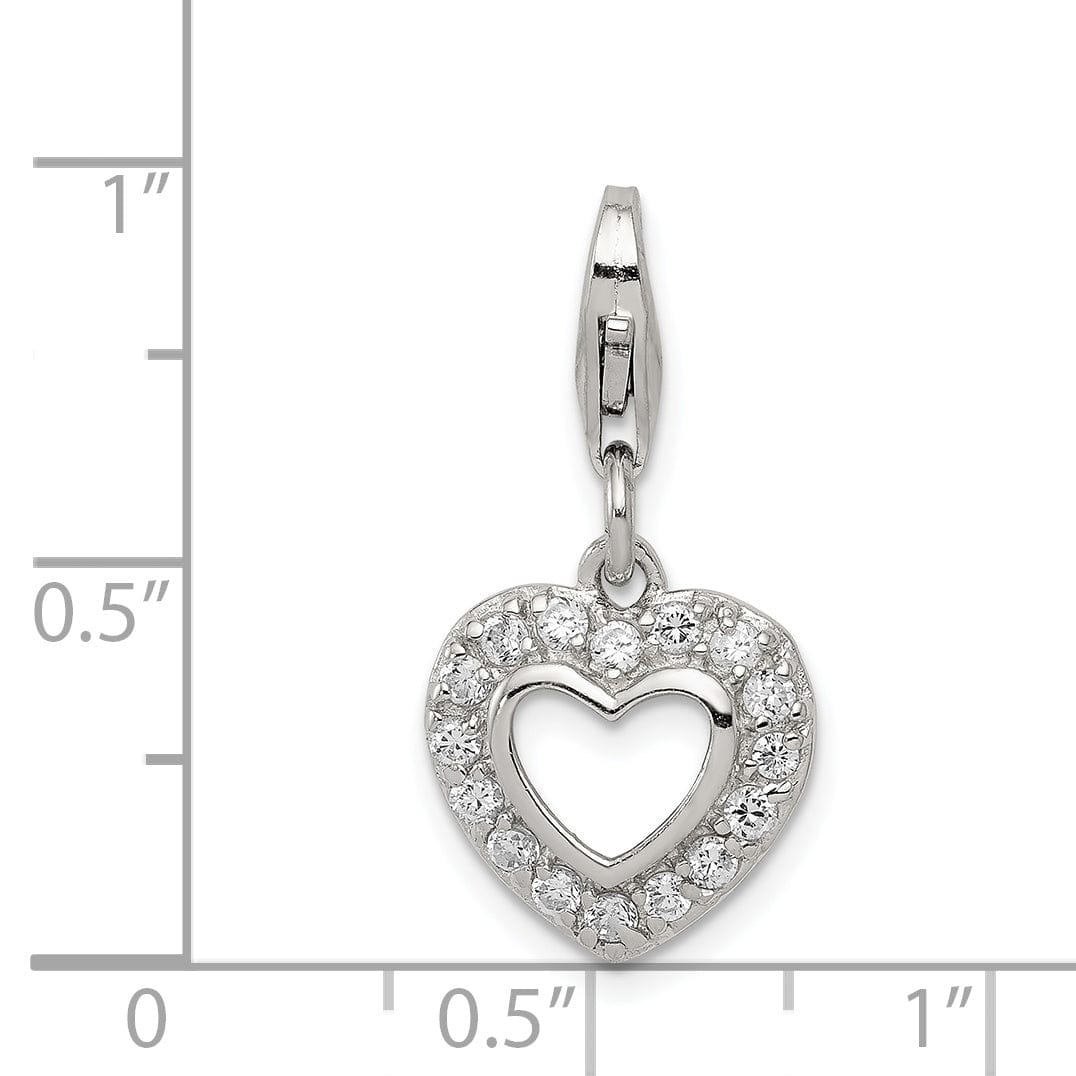 Sterling Silver Polished C.Z Open Heart Charm