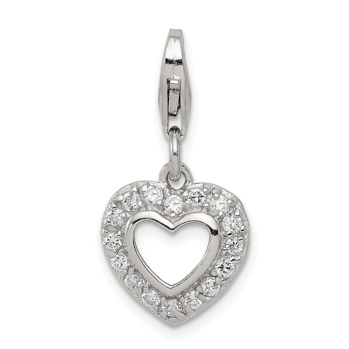 Sterling Silver Polished C.Z Open Heart Charm