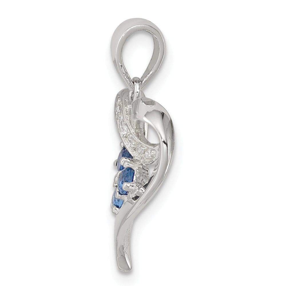 Sterling Silver Blue Clear C.Z Heart Pendant