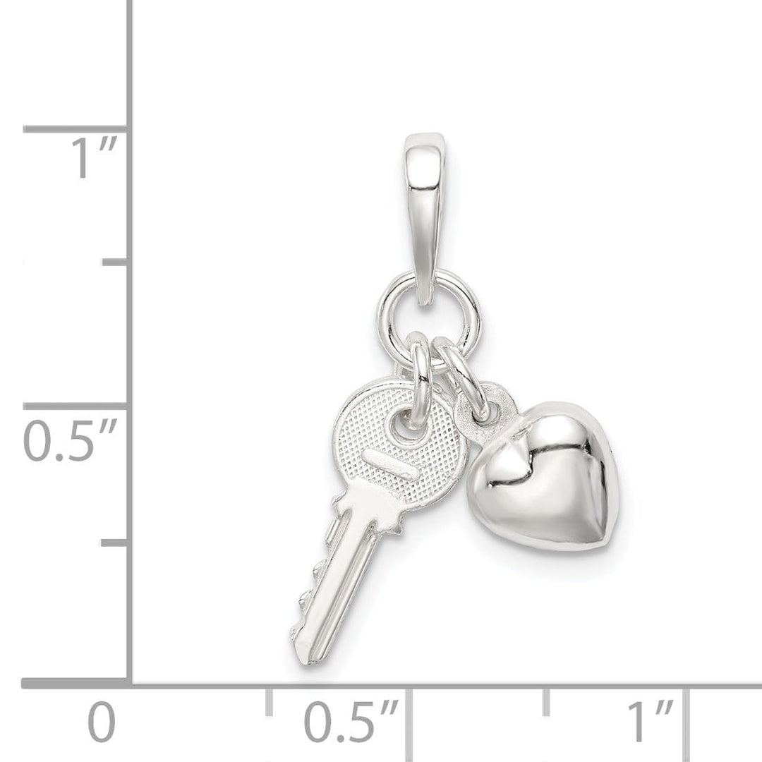 Sterling Silver Polished with Key Pendant