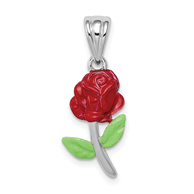 Silver Polish Finish Enameled Rose Flower Charm at $ 18.5 only from Jewelryshopping.com