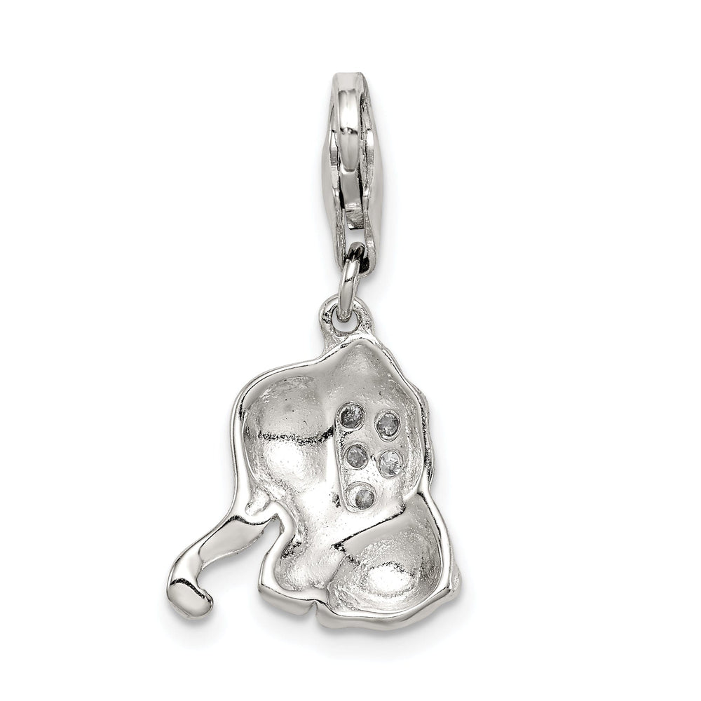 Sterling Silver Pink Enameled CZ Elephant Charm