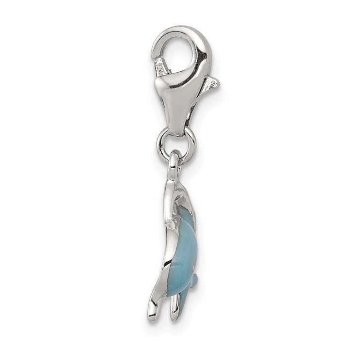 Sterling Silver Blue Enameled Dolphin Charm
