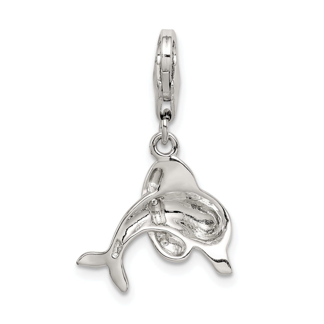Sterling Silver Blue Enameled Dolphin Charm