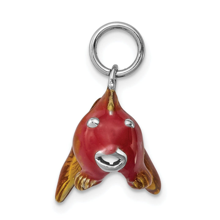 Silver Enamel 3-D Goldfish Charm Pendant