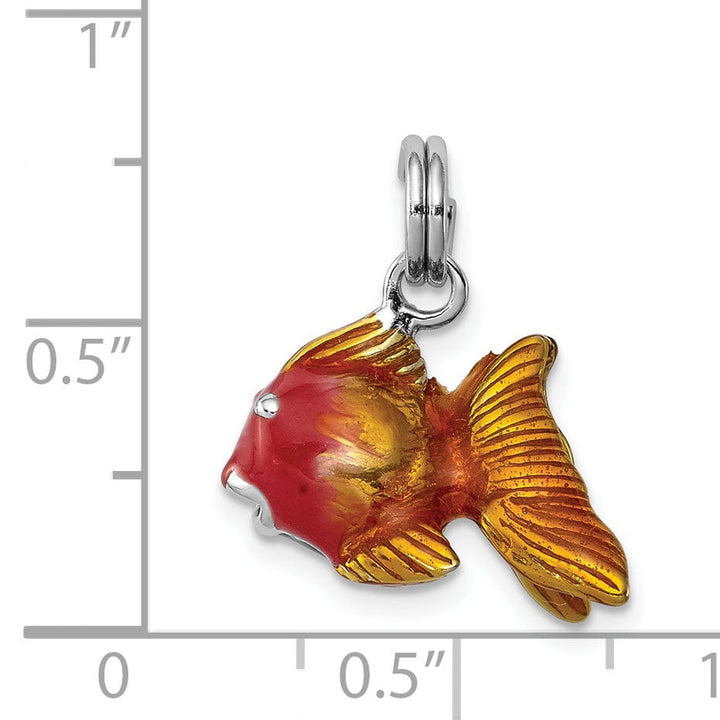 Silver Enamel 3-D Goldfish Charm Pendant