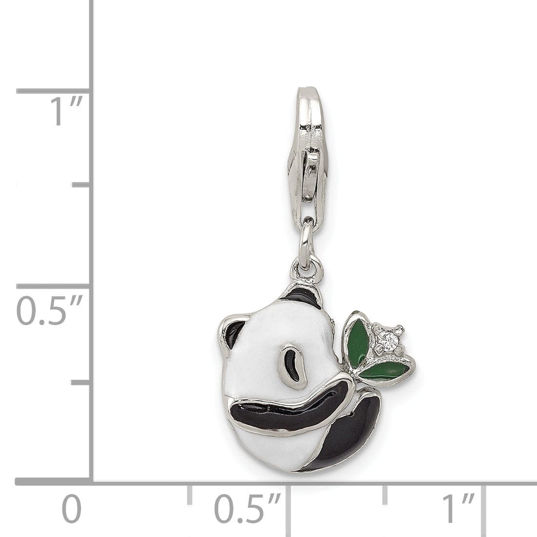 Sterling Silver C.Z Enamel Panda Charm Pendant