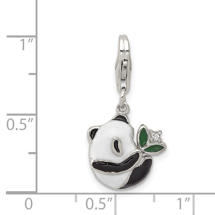 Sterling Silver C.Z Enamel Panda Charm Pendant