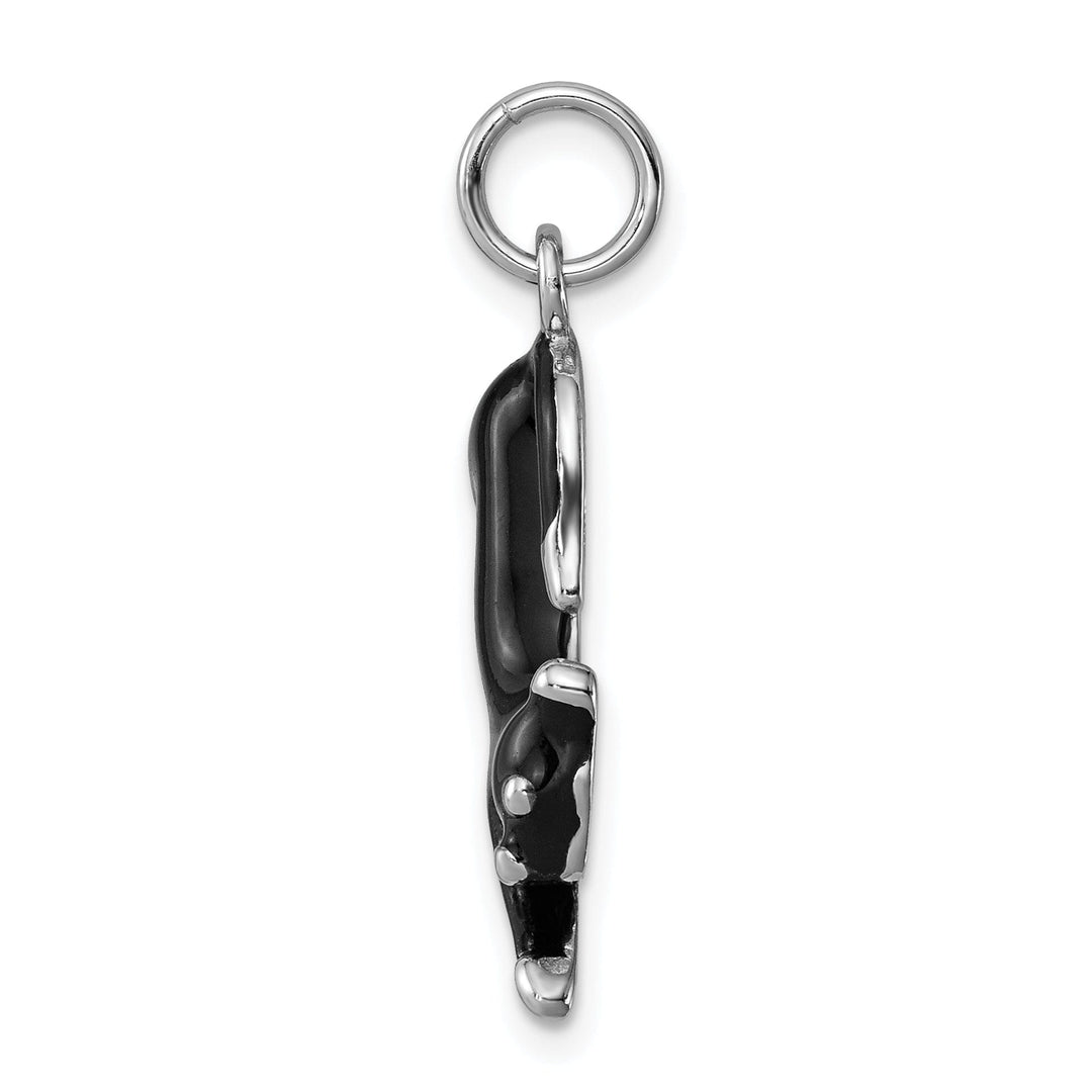 Sterling Silver Black Enamel Cat Charm Pendant