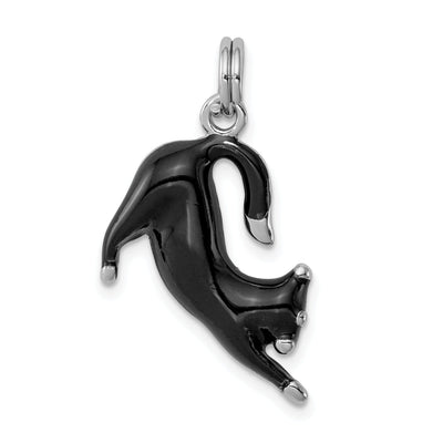 Sterling Silver Black Enamel Cat Charm Pendant at $ 24.53 only from Jewelryshopping.com