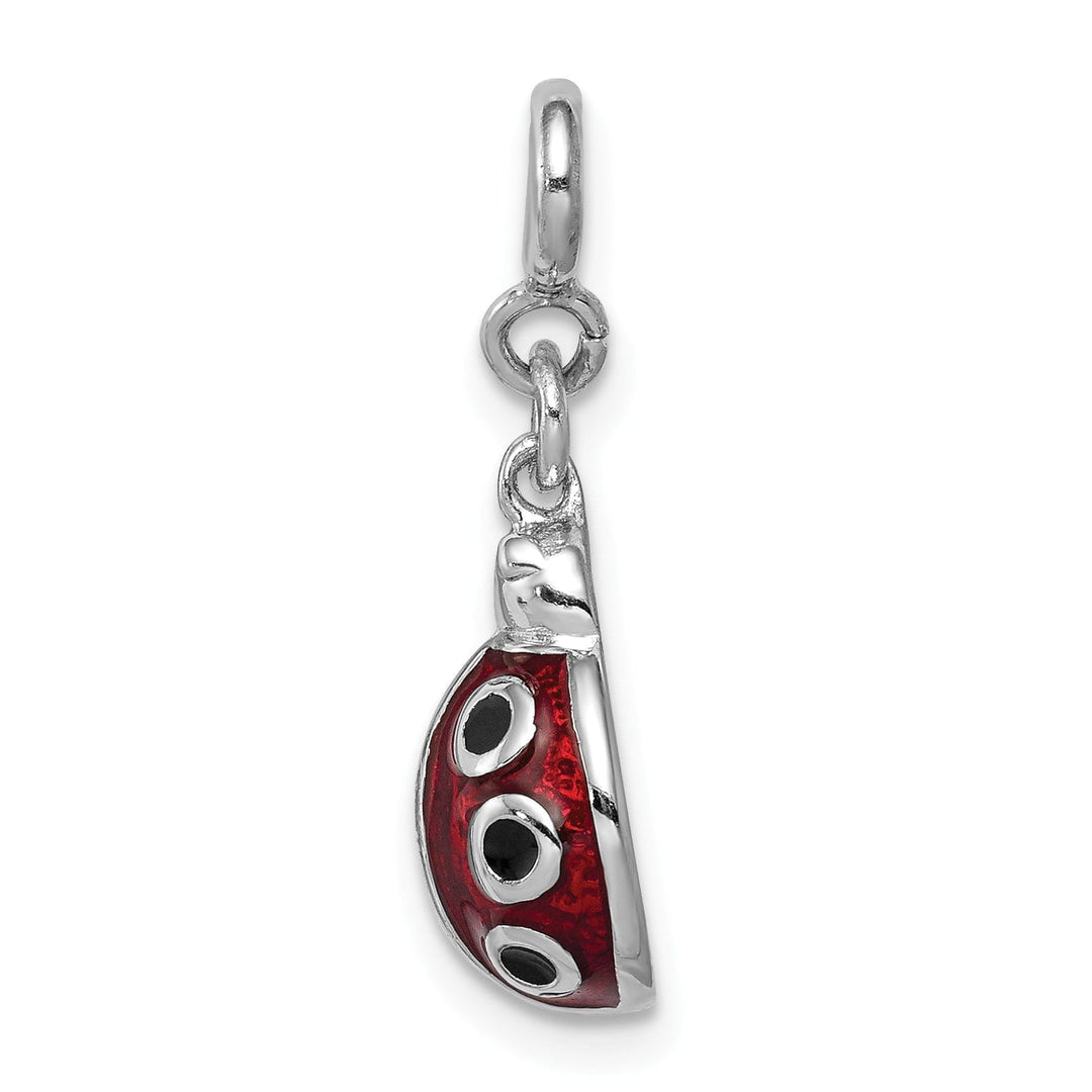 Solid Sterling Silver Enamel Ladybug Charm