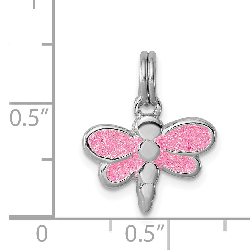 Sterling Silver Glitter Enamel Dragonfly Charm