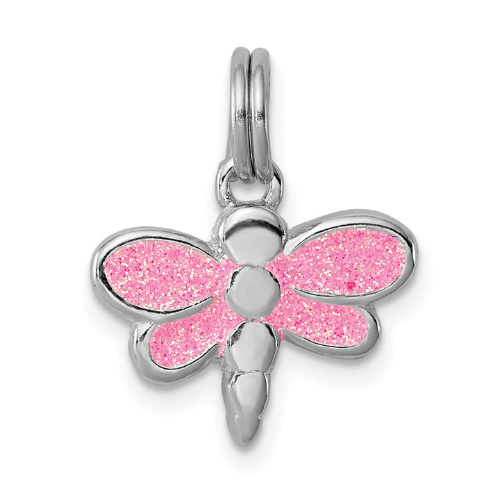 Sterling Silver Glitter Enamel Dragonfly Charm