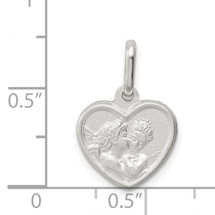 Sterling Silver Satin Angel Heart Charm