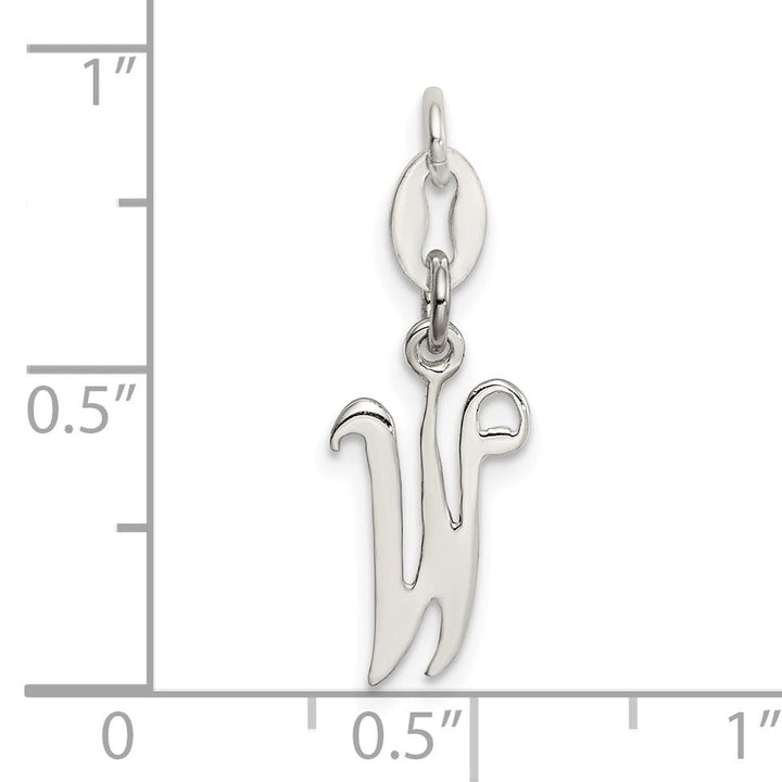 Sterling Silver Chain SlideW Charm Pendant