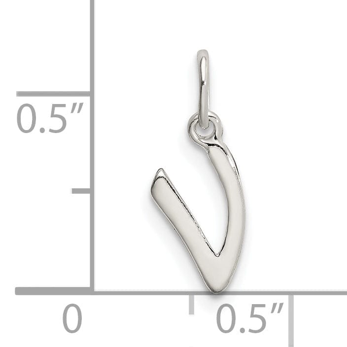 Sterling Silver Chain Slide Initial V Pendant