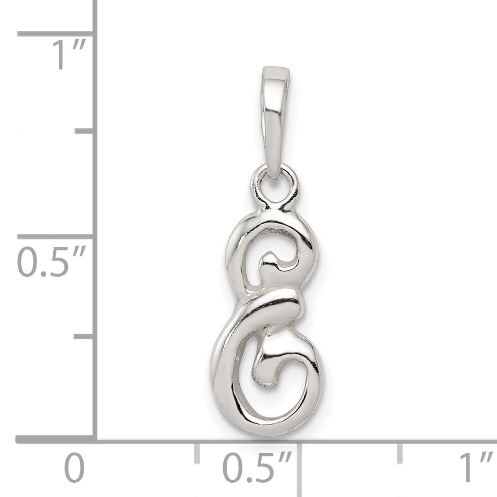 Sterling Silver Polished Initial E Pendant