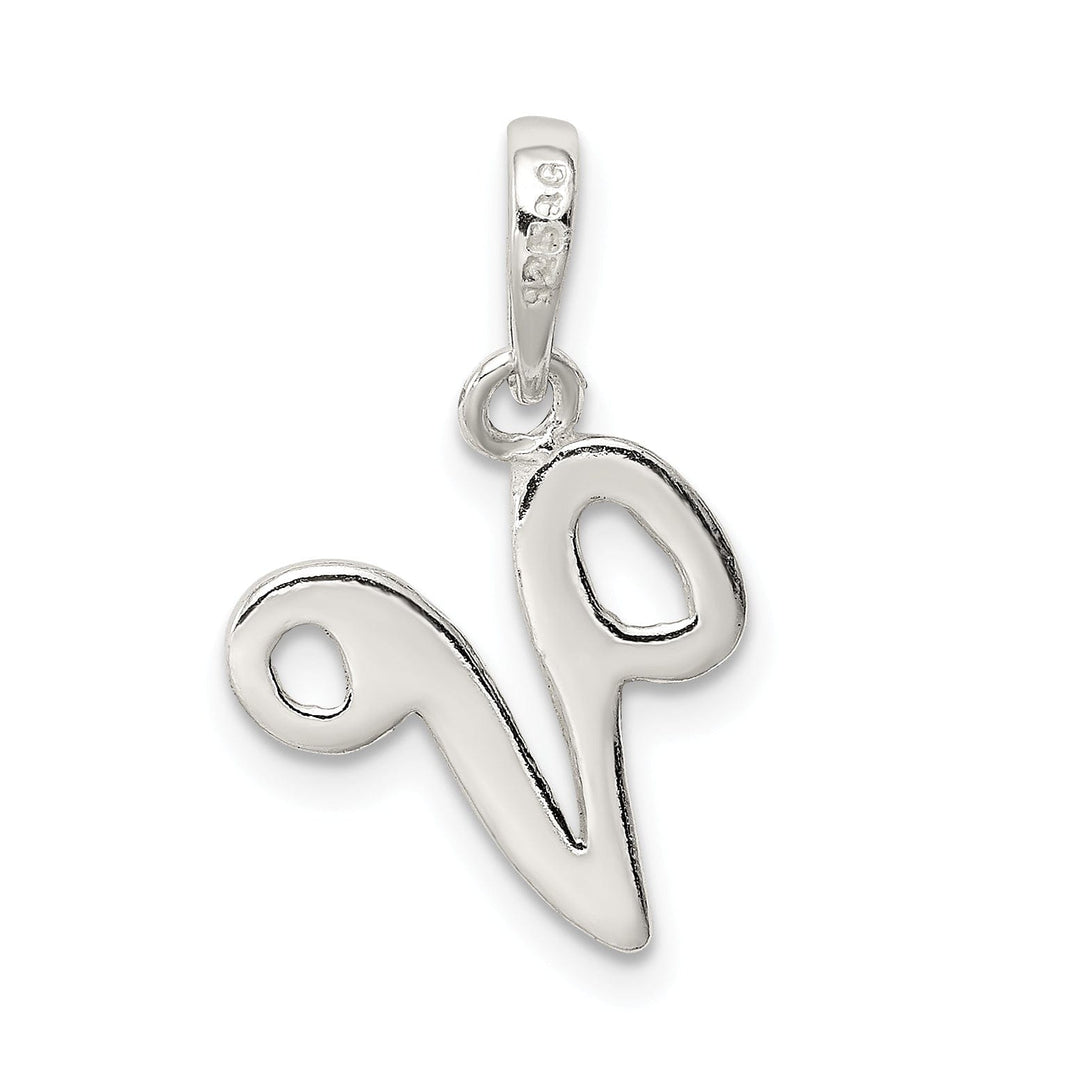 Sterling Silver Polished Initial V Pendant