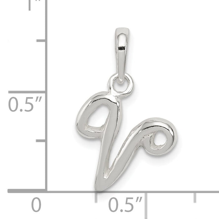 Sterling Silver Polished Initial V Pendant