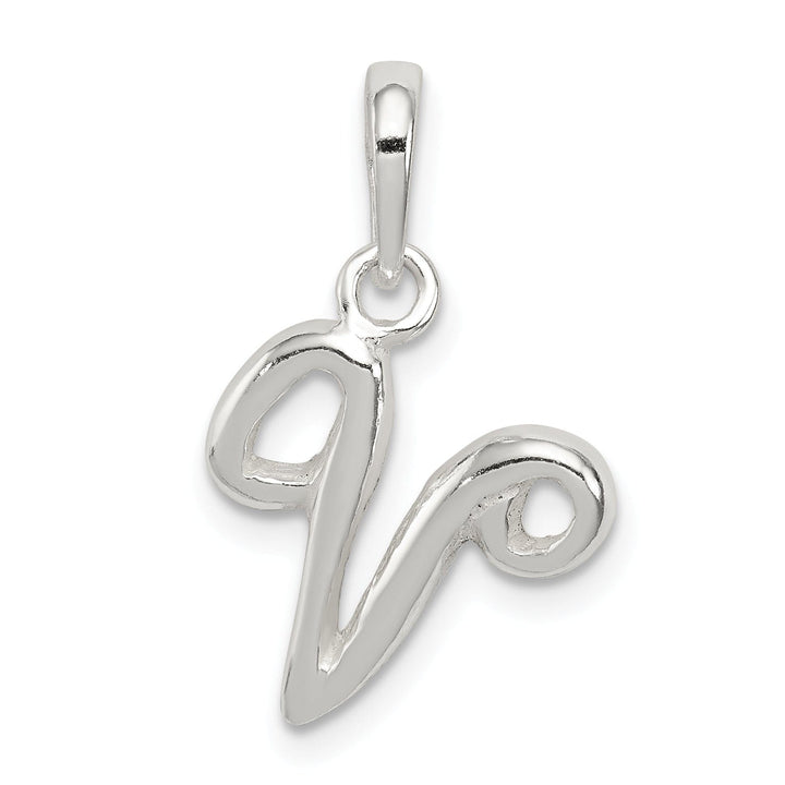 Sterling Silver Polished Initial V Pendant