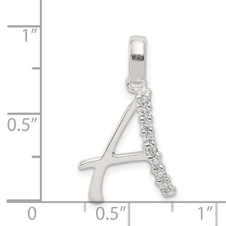 Sterling Silver CZ Initial A Charm Pendant