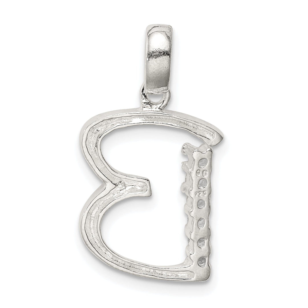 Sterling Silver CZ Initial B Charm Pendant