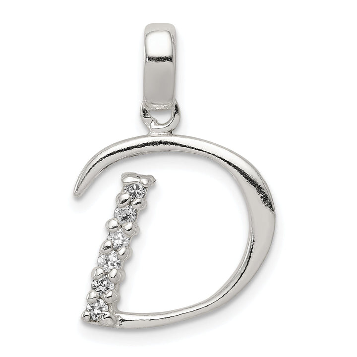 Sterling Silver CZ Initial D Charm Pendant