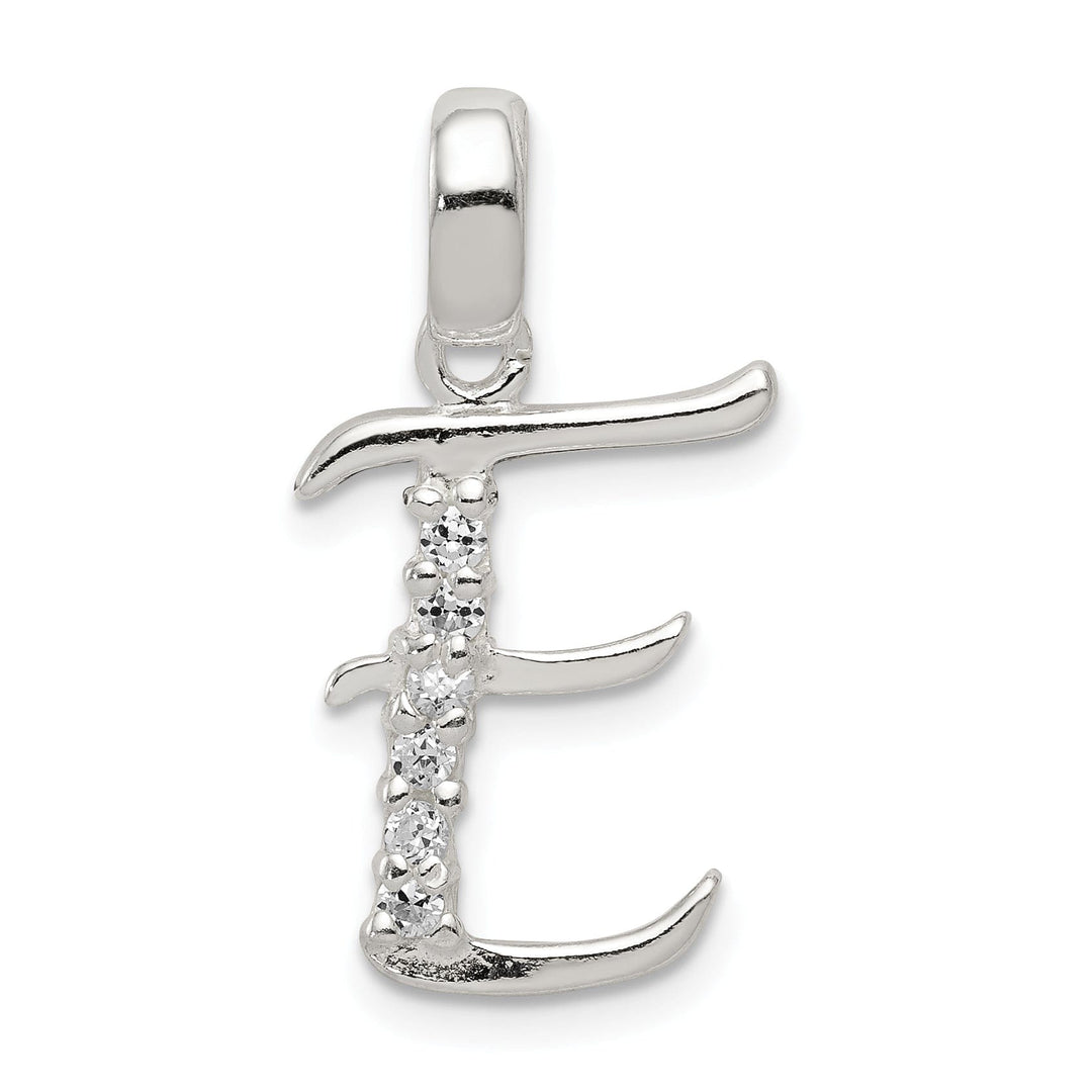 Sterling Silver CZ Initial E Charm Pendant