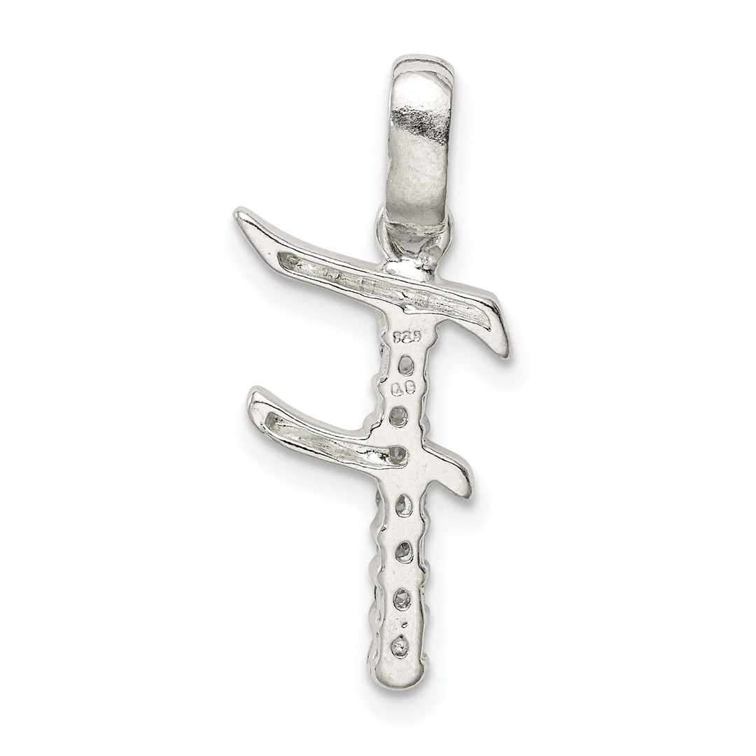 Sterling Silver CZ Initial F Charm Pendant