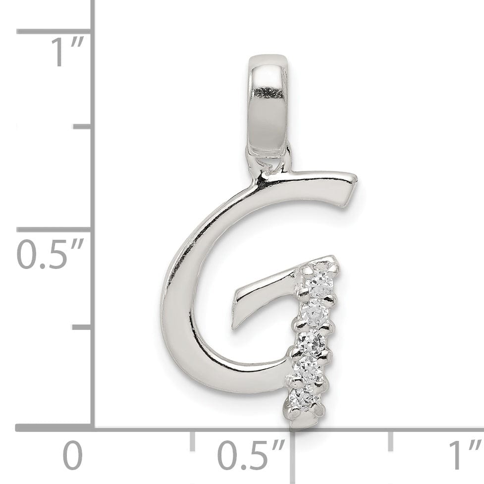 Sterling Silver CZ Initial G Charm Pendant
