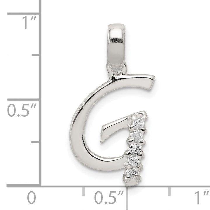 Sterling Silver CZ Initial G Charm Pendant