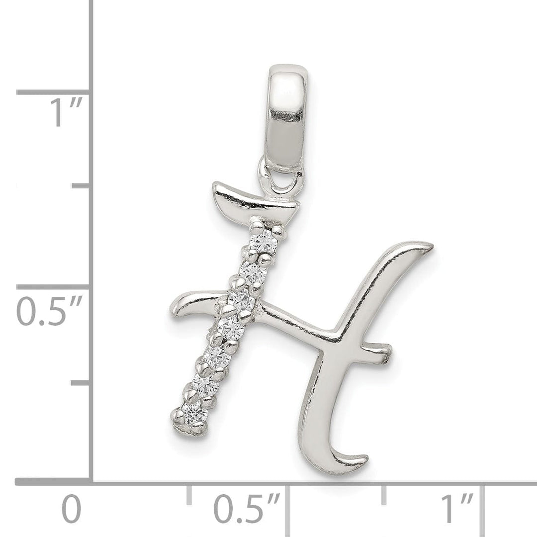 Sterling Silver CZ Initial H Charm Pendant