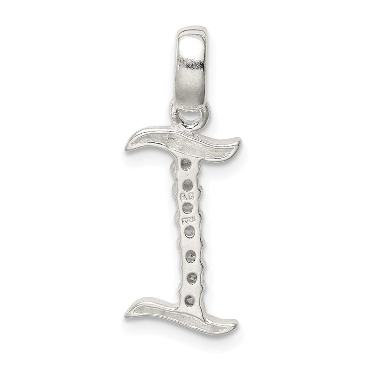 Sterling Silver CZ Initial I Charm Pendant