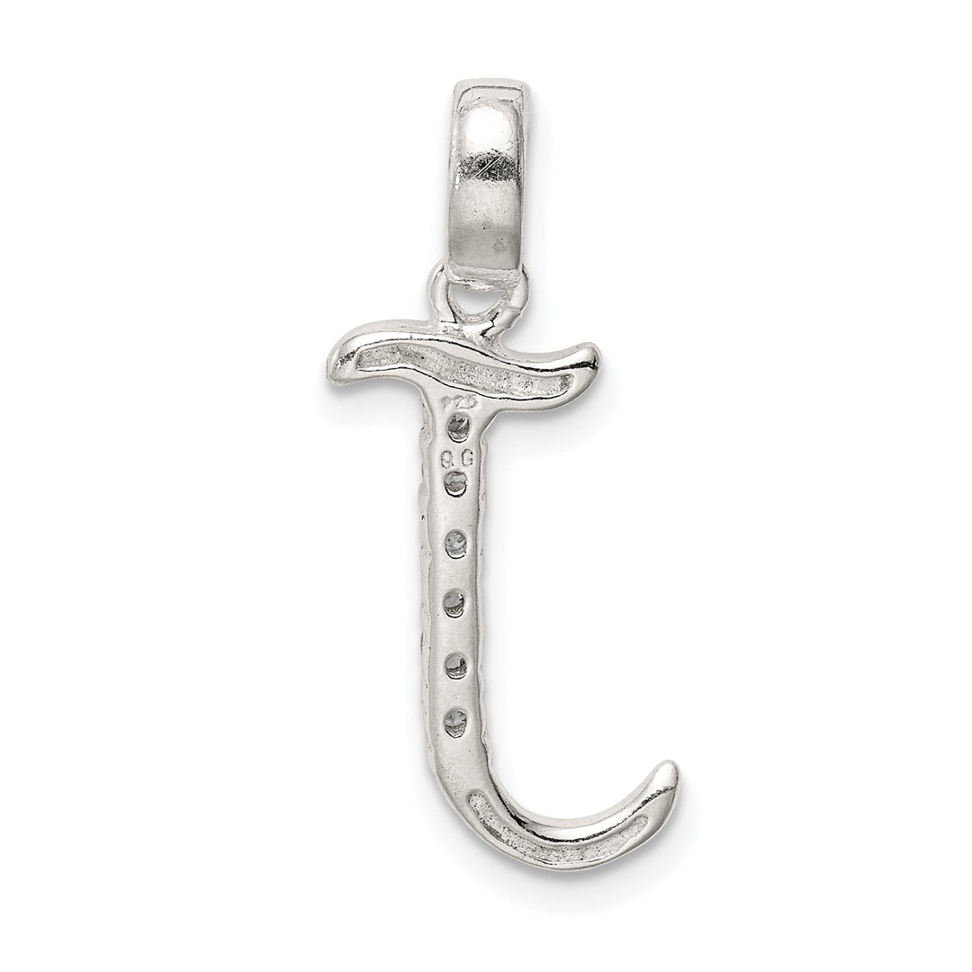 Sterling Silver CZ Initial J Charm Pendant