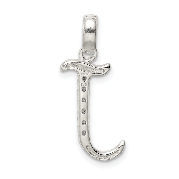 Sterling Silver CZ Initial J Charm Pendant