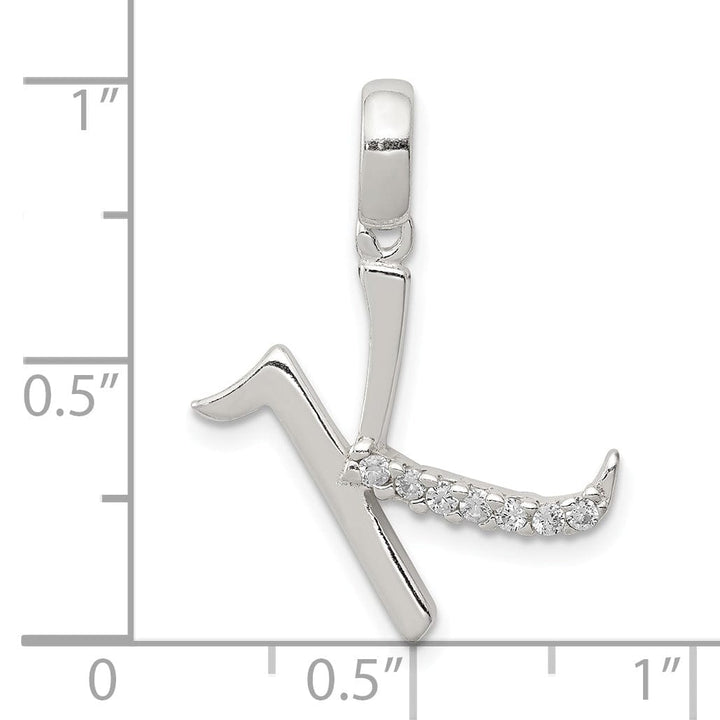 Sterling Silver CZ Initial K Charm Pendant