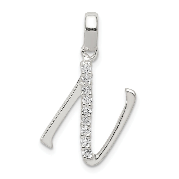 Sterling Silver CZ Initial N Charm Pendant