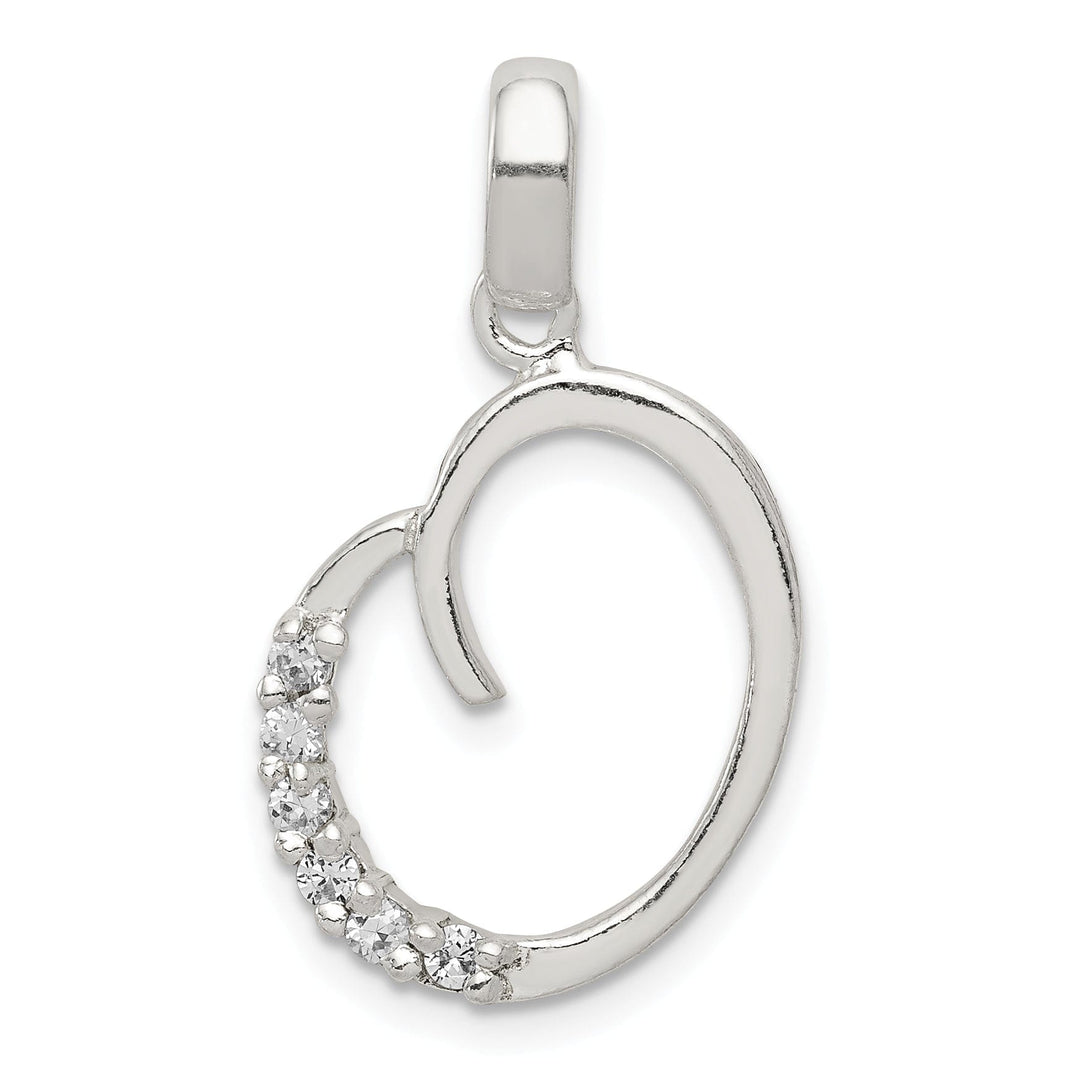 Sterling Silver CZ Initial O Charm Pendant